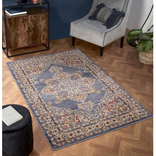 Orient 8917 Rug Traditional Bordered Red, Terracotta, Navy Green Rug