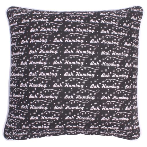 Christmas Bah Humbug Soft Cushion in Black 45x45 cm