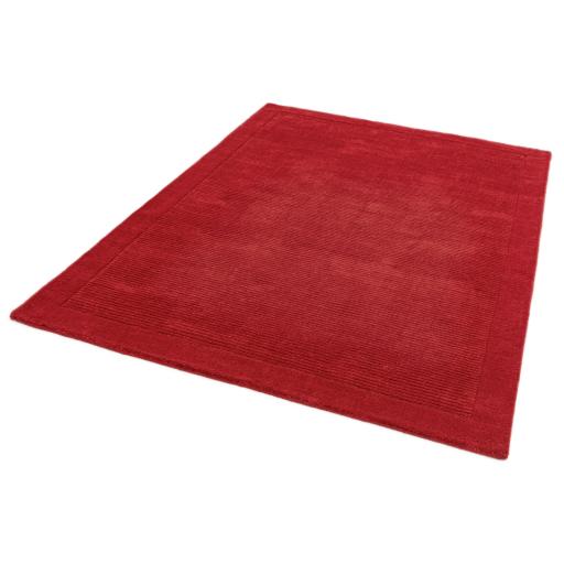 York 100% Wool Rug Hand Made Modern Plain Bordered Rug in Poppie Red