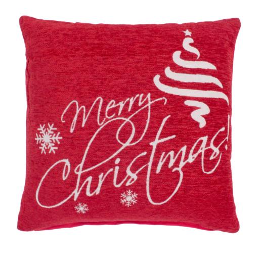 Christmas Cushion Merry Christmas 3 Soft Cushion in Red 45x45 cm