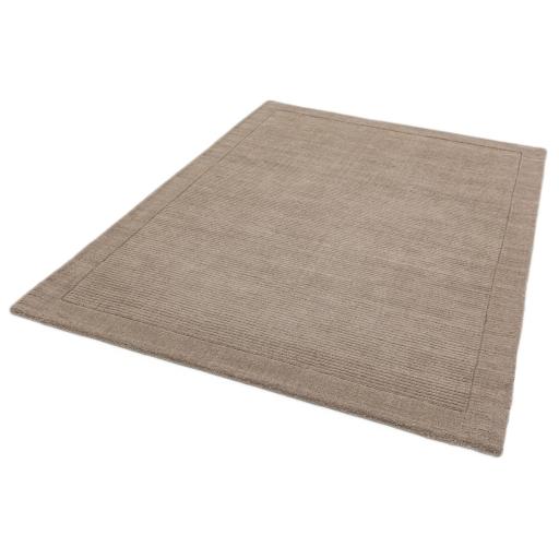 York 100% Wool Rug for Living Room Bedroom Hand Made Modern Plain Bordered Rug in Taupe
