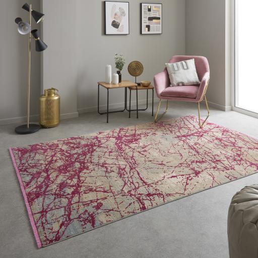 Emerald EMR101 Rug Modern Abstract Silky Rug in Pink