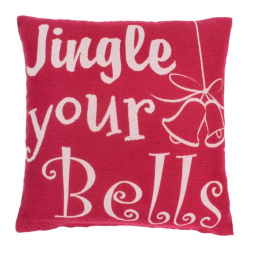 Christmas Jingle Bells Soft Cushion in Red 45x45 cm