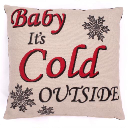 Christmas Baby It's Cold Outside Soft Cushion in Cream 45x45 cm