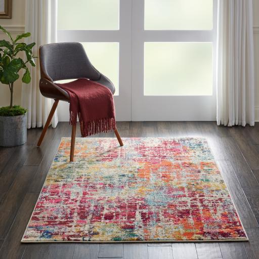 Celestial CES13 Modern Abstract Pictorial Pink Multicolour Rug by Nourison