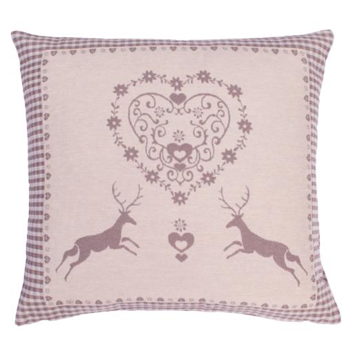 Christmas Reindeer Heart Soft Cushion in Grey 45x45 cm