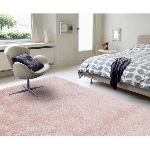 Payton Shaggy Rug Soft Fluffy Living Room Bedroom Silky Shimmer Pink Rug