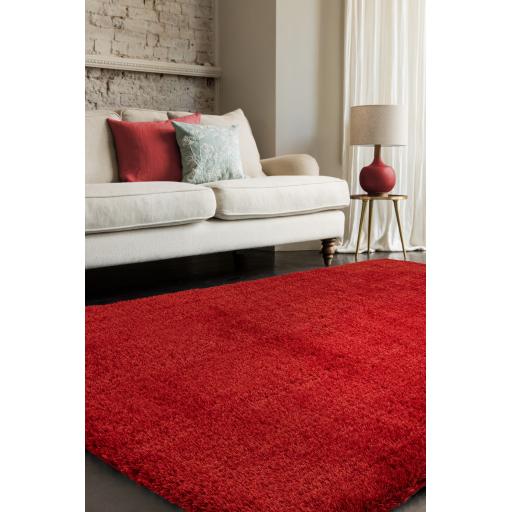 Payton Shaggy Rug Soft Fluffy Living Room Bedroom Silky Shimmer Red Rug