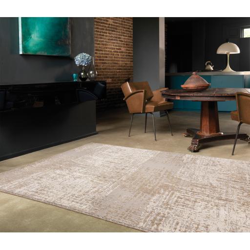Torino Modern Abstract Rug for Living Room Bedroom Dining Room Wool Viscose Rug in Natural