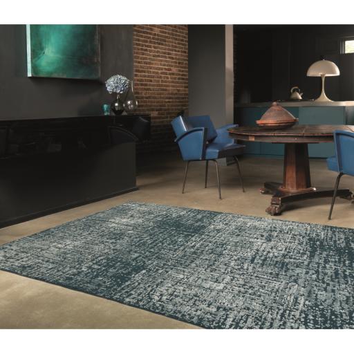Torino Modern Abstract Rug for Living Room Bedroom Dining Room Wool Viscose Rug in Teal Green