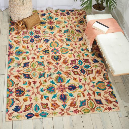 Vibrant Blossom Wool Hand Tufted Floral Rug  by Nourison in Multicolours