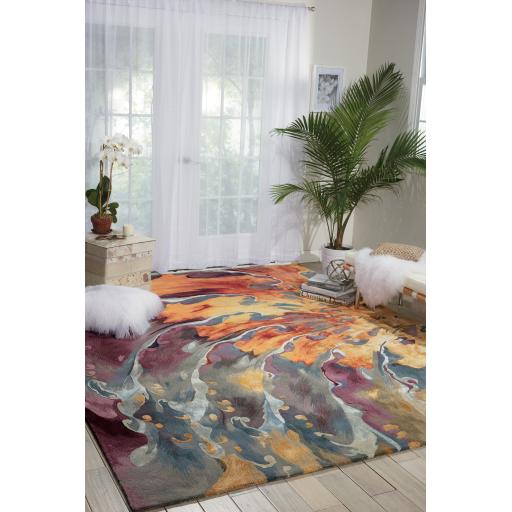 Prismatic Abstract Rug by Nourison Modern Luxury Soft Wool Silky Viscose Hand Tufted PRS08 Rug in Multicolour