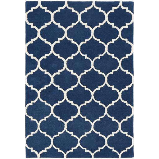Albany Ogee Traditional Morroccan Trellis Design Hand Tufted Wool Rug in Blue