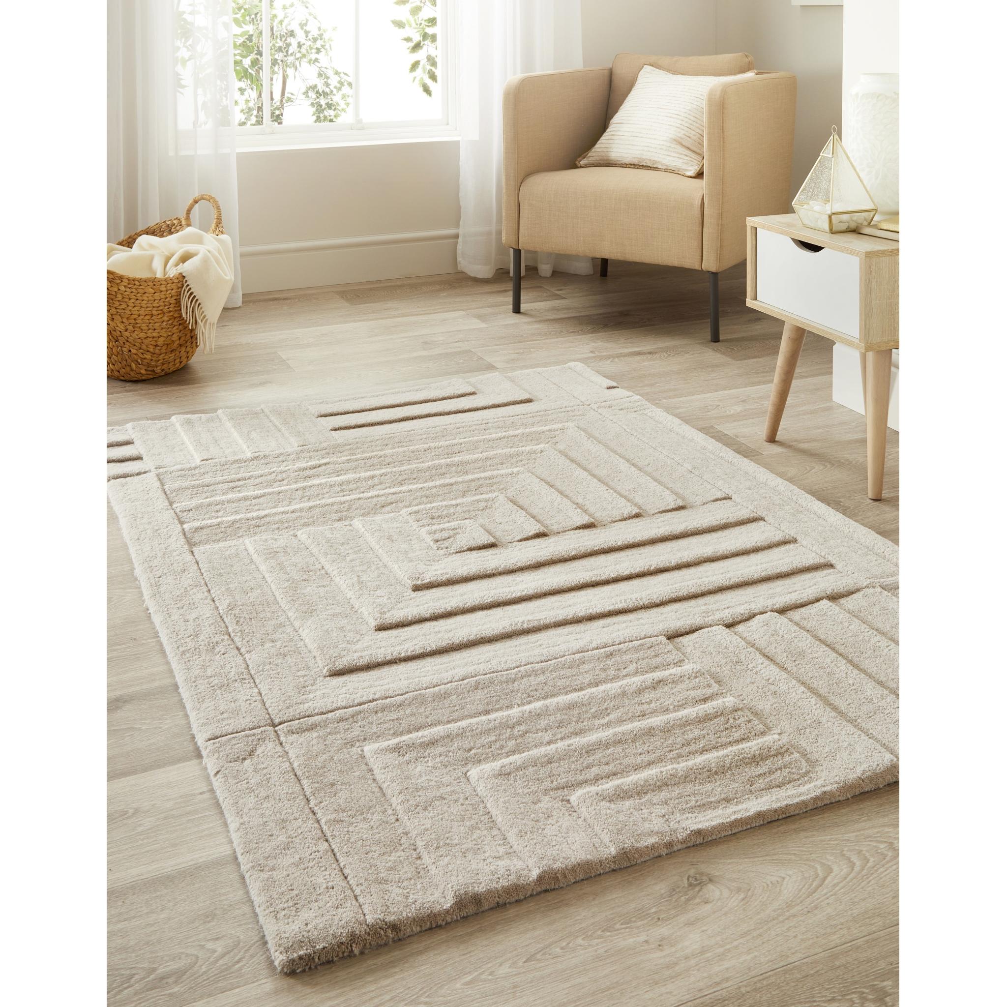 Origin Maze Rug Soft Wool High Quality Modern Linear Geometric Rug in