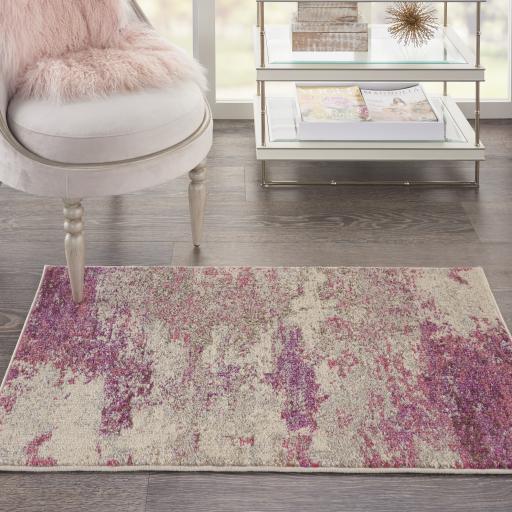 Celestial CES02 Modern Abstract Ivory Pink Rug by Nourison