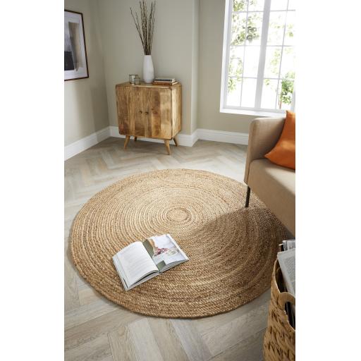 Origins Jute Extra Hand Made Braid Stitched Wool Rug in Natural
