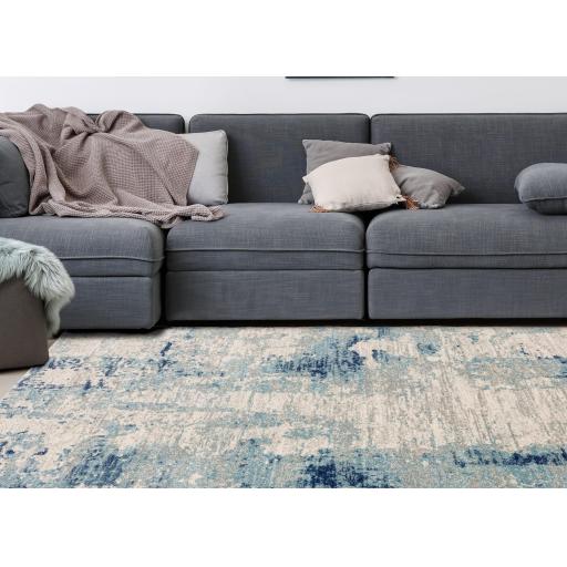 Mirage Blue NV36 Abstract Marble Rug for Modern Bedroom Living Room Rug