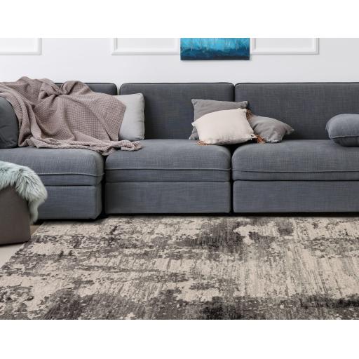 Mirage Charcoal NV37 Abstract Marble Rug for Modern Bedroom Living Room Rug