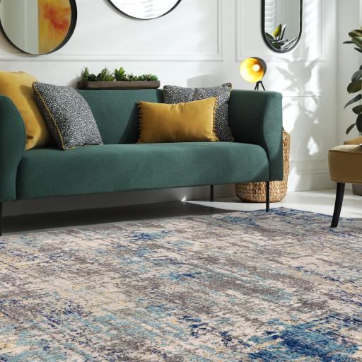 Illusion Blue NV40 Abstract Rug for Modern Bedroom Living Room Rug