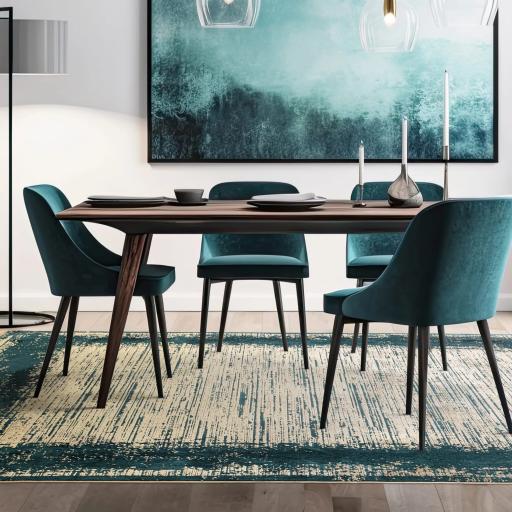 Elodie Contemporary Rug Modern Luxurious Soft Silky Metallic Shine Abstract Rug in Emerald Gold