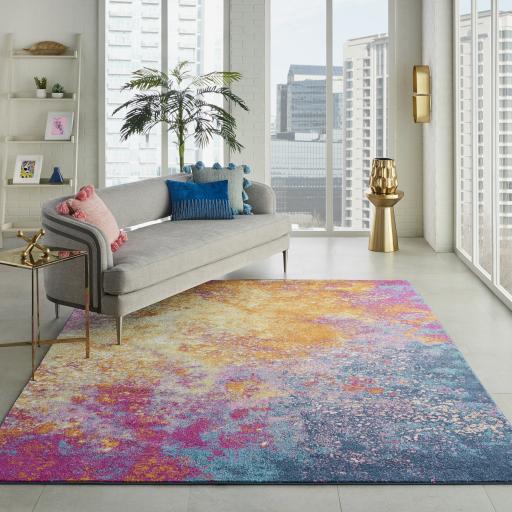 Passion PSN10 Sunburst Abstract Rug Modern Living Room Bedroom Bright Multi Colours Rug