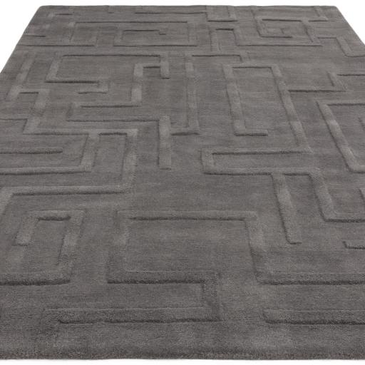 Maze Wool Rug Hand Tufted Modern Classic in Charcoal Grey