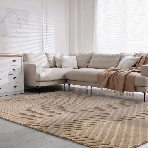 Hague Modern Hand Made Wool Rug in Taupe