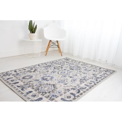 Balletto 13NA Rug Traditional Abstract Living Room Bedroom Soft Rugs in Grey Anthracite Blue Colours