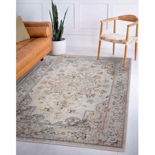 Flores Ester FR05 Traditional Classic Bordered Persian Floral Rug in Multi