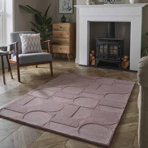 Arabella Wool Rug for Modern Living Room Hand Tufted Rug in Mauve
