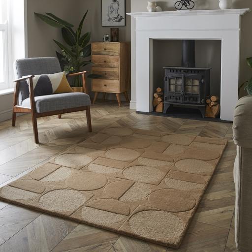 Arabella Wool Rug for Modern Living Room Hand Tufted Rug in Taupe