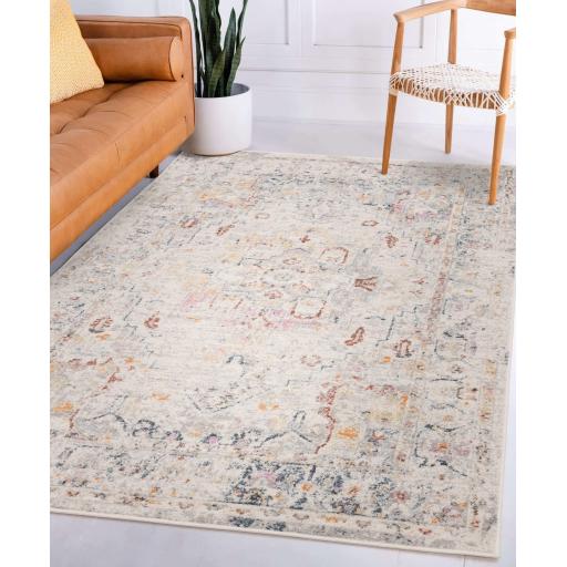 Flores Laleh FR08 Traditional Classic Bordered Persian Floral Vintage Rug in Multi