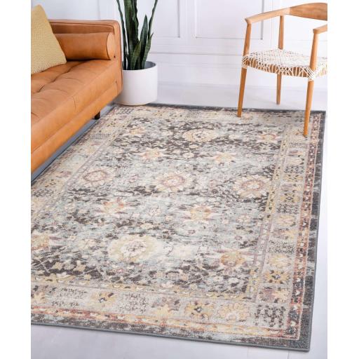 Flores Gita FR03 Traditional Classic Bordered Persian Floral Vintage Rug in Multi
