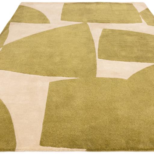 Romy 04 Sage Kite Hand Tufted Modern Retro Abstract Soft Rug in Green