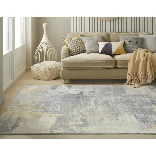 Lux Washable LUX02 Modern Abstract Non-Slip Machine Washable Rug in Light Grey