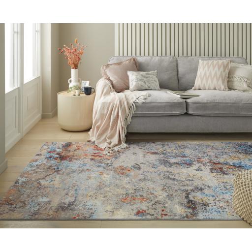 Lux Washable LUX01 Modern Abstract Non-Slip Machine Washable Rug in Light Multi
