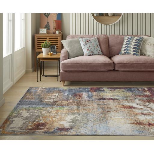 Lux Washable LUX05 Modern Abstract Non-Slip Machine Washable Rug in Multi Colours