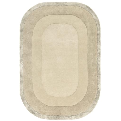 Halo Calico Oval Rug Hand Tufted Wool Viscose Bordered Modern Ombre Rug in Beige Natural