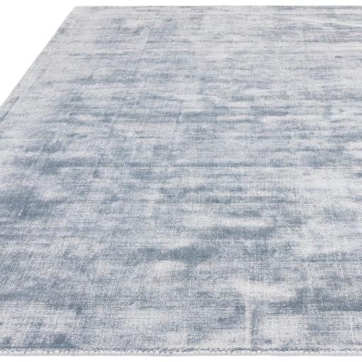 Blade Plain Silky Hand Woven Viscose Soft Shiny Rug Runner in Airforce Blue