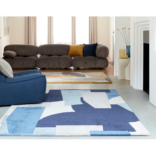 Romy 11 Element Eco-Friendly Modern Hand-Tufted Rug in Blue