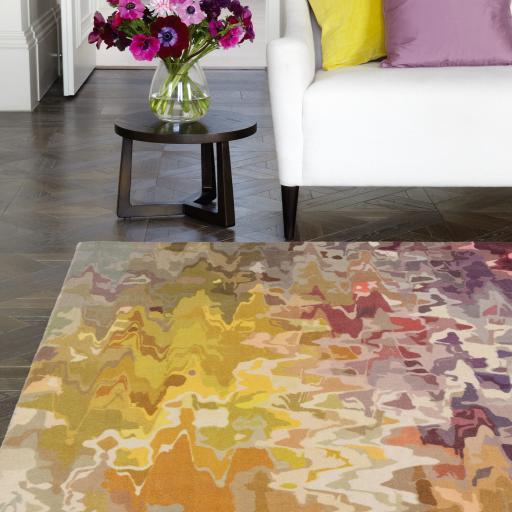 Vision Stipple Wool Ombre Effect Hand Tufted Short Pile Modern Abstract Rug in Multi Colours