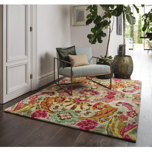 Katherine Carnaby Historia Hand Tufted Floral Vibrant Multi Colours Viscose Silky Rug