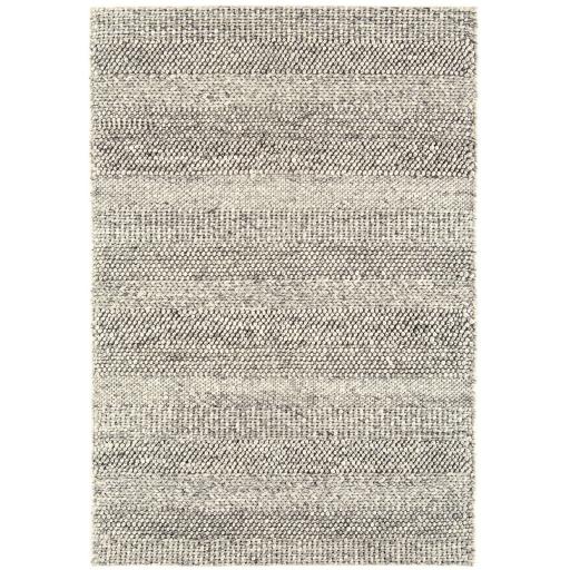 Katherine Carnaby Coast Wool & Viscose High Quality Textured Hand Woven  Flatweave Striped Rug in  Grey Marl
