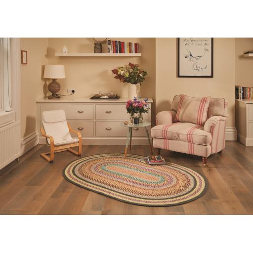 Origins Jute Extra Colourful Oval Rug in Natural Multi