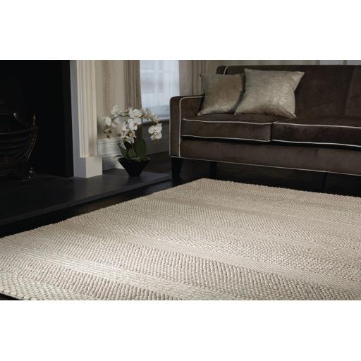 Katherine Carnaby Coast Wool & Viscose High Quality Textured Hand Woven  Flatweave Striped Rug in Cream