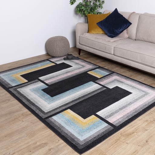 Edits Geo Rug for Modern Abstract Living Geometric Style Soft Touch Short Pile Non Shedding Area Rugs