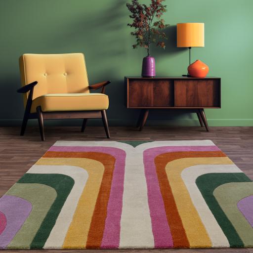 Romy Retro 01 Eco-Friendly Modern Hand-Tufted Rug in Pink