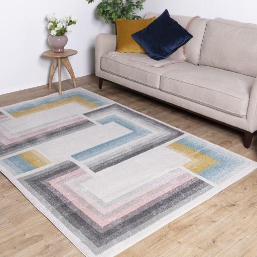 Edits Geo Rug for Modern Abstract Living Geometric Style Soft Touch Short Pile Non Shedding Area Rugs