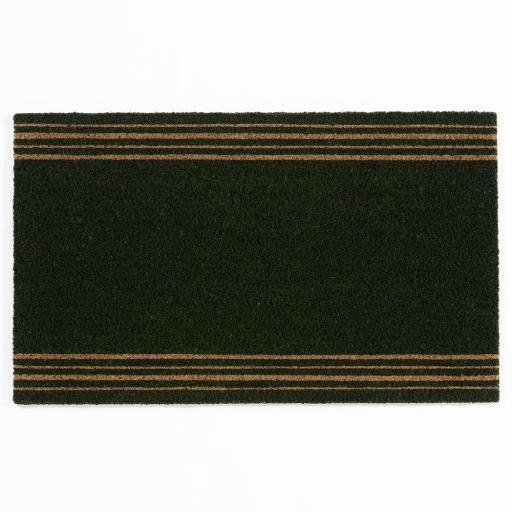 Astley Printed Latex Backed Coir 45x75cm Printed Forest Green 4 Stripes Doormat