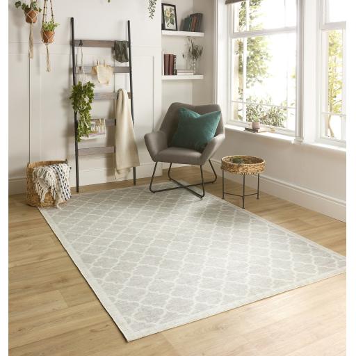 Origins Washable Château Trellis Moroccan Soft Chenille Bohomian Rug in Natural
